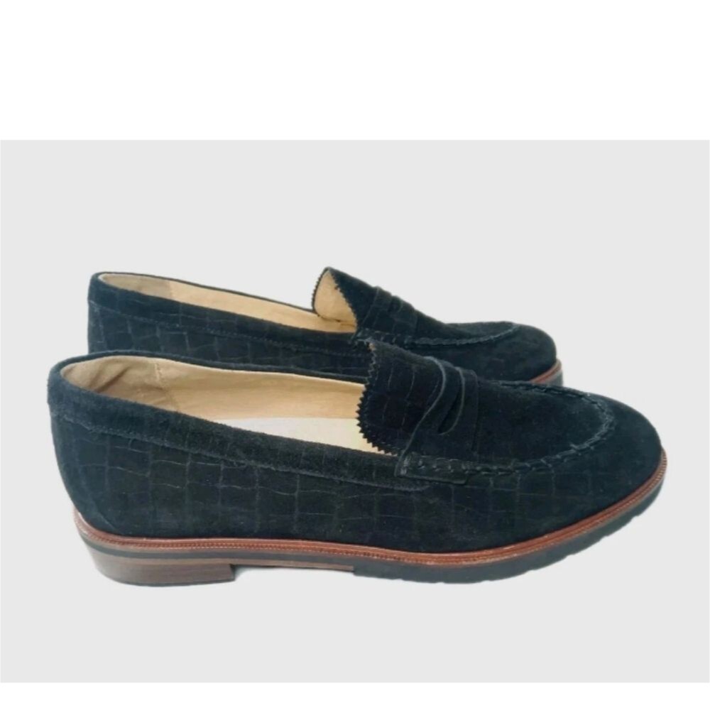 Samuel Hubbard Tailored Traveler Black Croc Suede Shoes Women Size 9.5 MSRP $264 - Picture 2 of 10